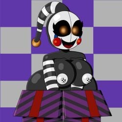 1girls animatronic areola areolae ass ass bell big_ass big_breasts big_breasts big_breasts big_butt black_and_white_body black_eyes boobnart breasts breasts breasts buttons checkered_background eyelashes female female_focus female_only five_nights_at_freddy's five_nights_at_freddy's_6 fnaf freddy_fazbear's_pizzeria_simulator glowing_eyes happy huge_ass huge_boobs huge_breasts huge_breasts huge_butt humanoid looking_at_viewer marionette_(fnaf) mask music_box nipples puppet_(fnaf) red_cheeks scottgames security_puppet_(fnaf) self_upload shiny shiny_ass shiny_body shiny_breasts shiny_butt shiny_skin simple_background smile smiling smiling_at_viewer solo solo_female solo_focus tongue white_areola yellow_eyes