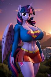 ai_generated busty supergirl_(cosplay) t1g3rbl00d tights twilight_sparkle_(mlp)