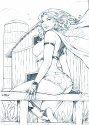 big_ass big_breasts blonde_hair blouse blue_eyes boots breasts bubble_butt cape cute dc dc_comics gloves huge_ass kara_danvers kara_zor-el large_ass large_breasts legs leo_matos looking_away minishorts shorts smile supergirl superman_(series) thick thick_ass thick_lips thick_thighs