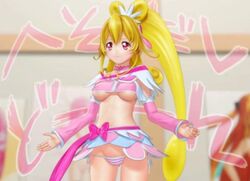 3d aida_mana artist_request blonde_hair breasts clothing cure_heart female long_hair magical_girl nipples panties ponytail precure pretty_cure purple_eyes skirt small_breasts solo tied_hair underboob underwear