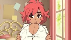 1girls animated balak big_breasts breasts cleavage huge_breasts looking_at_viewer maxine_(balak) middle_finger original original_character red_hair shorter_than_30_seconds solo sound tagme video voice_acted