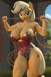 ai_generated applejack_(mlp) busty curvy seductive t1g3rbl00d thighs wonder_woman_(cosplay)