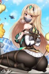 ass ass ass_focus blonde_female blonde_hair bondage bondage bound breasts clothed clothing female female_focus female_only gag gagged human human_only humanoid kidnapped looking_at_viewer mythra mythra_(xenoblade) nintendo panties pantyhose plusout rope rope_bondage tape tape_bondage tape_gag taped_mouth thighs tied tied_up xenoblade_(series) xenoblade_chronicles_2 yellow_eyes