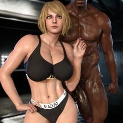 1boy 1girls 3d abs absurd_res ashley_graham ashley_graham_(ella_freya) big_ass big_breasts big_penis black_body blacked blacked_clothing blonde_hair blue_eyes breasts dark-skinned_male dark_skin interracial light-skinned_female muscular muscular_male nordfantasy resident_evil resident_evil_4 straight