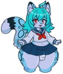 anthro chibi femboy femboyvelvet furry school_uniform thick_thighs wide_hips