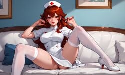 ai ai_generated female friday_night_funkin girlfriend_(friday_night_funkin) nurse pixai red_hair stockings white_skin