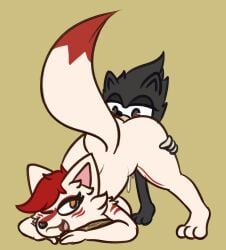 3_toes ambiguous_fluids anthro arturfox ass ass_up black_body breasts brown_eyes canid canine chara_senko_yukimoto duo eulipotyphlan feet female fox hair hedgehog jack-o'_pose licking male male/female mammal pose red_hair tail toes tongue white_body yellow_eyes