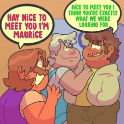 3boys about_to_be_raped anukkyt arm_on_chest beard beard_stubble chubby chubby_belly chubby_male comic comic_page english english_dialogue english_text fat fat_man fully_clothed fully_clothed_human fully_clothed_male gay gay_male hector_(anukkyt) hispanic hispanic_male hispanic_man hugging hugging_partner latino latino_male male male_focus male_only maurice_(anukkyt) moustache obese obese_male oc open_door opening opening_door original_character original_characters overweight overweight_human overweight_male speech_bubble speech_bubbles winston_(anukkyt)