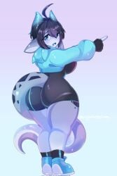 1girls ass ass_focus chubby chubby_female clothed clothing female horns mistysnugglebug tail thighs