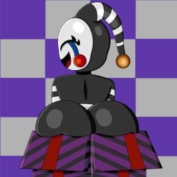 1girls animatronic ass back_view bell big_ass big_butt black_and_white_body boobnart checkered_background closed_eyes eyelashes female female_focus five_nights_at_freddy's five_nights_at_freddy's_6 fnaf freddy_fazbear's_pizzeria_simulator huge_ass huge_butt humanoid marionette_(fnaf) mask music_box presenting presenting_ass presenting_butt puppet_(fnaf) red_cheeks scottgames security_puppet_(fnaf) self_upload shiny shiny_ass shiny_body shiny_butt shiny_skin simple_background smile smiling smiling_at_viewer solo tongue