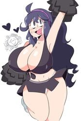 1girls abs alternate_costume alternate_outfit ambiguous_gender armpits ass black_hair blush breasts cheerleader cleavage embarrassed female female_only game_freak gastly hex_maniac huge_breasts impossible_clothes jinu large_breasts larger_female long_hair miniskirt navel nervous nintendo nose_blush open_eyes panties partially_colored pokemon pokemon_rgby pokemon_xy pom_poms pose purple_hair size_difference skirt smile solo source_request stomach sweat sweatdrop text thick_thighs underwear upskirt white_panties wide_hips