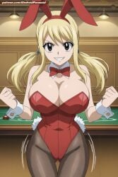 ai_generated aindroidparanoid ass ass_focus big_breasts big_butt blonde_hair bouncing_ass bouncing_breasts breasts bunny_costume bunny_ears bunny_girl bunny_tail bunnysuit casino fairy_tail fishnet_legwear fishnets flashing_breasts huge_ass huge_breasts indoors jumping leotard lucy_heartfilia nipples one_eye_closed pantyhose stable_diffusion tits_out topless twintails undressing