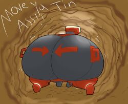 absurd_res arrow arrow_(symbol) arrow_pointing_to_ass arrows big_ass big_butt bubble_butt deep_rock_galactic detailed_background english_text handles hi_res huge_ass huge_butt huge_hips m.u.l.e. quadruped robot tunnel wide_hips