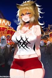 1girls ai_generated arknights ass big_ass big_breasts big_butt breasts female huge_breasts large_ass large_breasts red_shorts siege_(arknights) sinderellaart