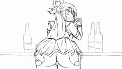 1girls animated anus aqua_(konosuba) ass female female_only kono_subarashii_sekai_ni_shukufuku_wo! line_art mandio_art no_panties pussy sketch smile vagina