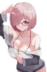 1girls big_breasts bikini bikini_bottom bikini_top breasts cleavage fate/grand_order fate_(series) female hair_over_one_eye mash_kyrielight mashu pink_hair shielder_(fate) shielder_(fate/grand_order) short_hair solo solo_female swimsuit_of_perpetual_summer swimwear type-moon white_swimsuit