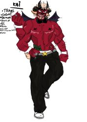 4_arms beard bowtie curly_hair demon demon_boy gay goat goat_demon goat_horns hazbin_hotel helluva_boss horns male mastectomy_scar moustache multi_arm multi_limb muscular muscular_male oc red_skin strong