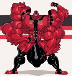 ben_10 bulge flaccid four_arms fourarms male_only multiple_girls muscular red_skin remert smug smug_expression solo solo_male tetramand