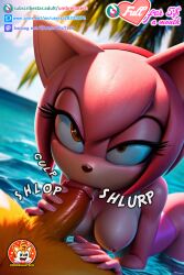 ai_generated amy_rose antro antropomorph blowjob blowjob_in_water boobs chest comission cum cum_in_mouth fox fur furry gulp gulping hedgehog male/female medium_breasts miles_tails_prower oral_sex penis penis_in_mouth penis_on_face pink_hair sonic_(series) sonic_the_hedgehog_(series) sucking sucking_penis swimsuit tails_the_fox tropical umbrellatech uncensored water