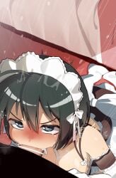 1boy 1girls all_the_way_to_the_base blowjob breasts censored cleavage deepthroat fellatio heart-shaped_pupils kore_ga_watashi_no_goshujin-sama maid mizumizuni penis sawatari_izumi straight