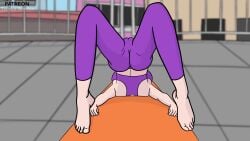 2d ass ass_up balcony beth_smith big_ass blonde_female blonde_hair clothed clothed_female milf outdoor outside rick_and_morty solo spread_legs toonius_sketchus yoga yoga_mat yoga_pants yoga_pose