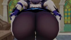 3d animated ass ass_focus ass_shake bare_shoulders female from_behind genshin_impact hair_ribbon huge_ass jiggle keqing_(genshin_impact) keqing_(opulent_splendor)_(genshin_impact) kishi leaning leaning_forward long_hair pantyhose purple_hair shiny shiny_clothes solo tagme twerking twintails very_long_hair video video