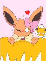 brown_body brown_fur cum_in_mouth cum_inside eevee eeveelution eeveelution_squad generation_1_pokemon jolteon moaning_in_pleasure sigma_rizz silvia_(eeveelution_squad) speed_(eeveelution_squad) yellow_body yellow_fur