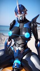 ai_generated arcee arcee_(prime) big_breasts black_body blue_eyes blue_nipples blue_pussy cybertronian robot robot_girl roger1011 thick_thighs transformers transformers_prime