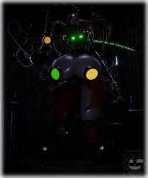 1female 1girls 3d animatronic artist_signature big_ass bottomwear breasts claw_hand commission covered_nipples damaged english english_text female female_only five_nights_at_freddy's freddy_fazbear's_pizzeria_simulator glowing_eyes green_eyes high_resolution highres huge_ass huge_breasts multicolored_hair pov public public_exposure public_nudity revealing_clothes robot robot_girl scottgames scrap_baby scrap_baby_(cosmic_trance) scrap_baby_(fnaf) scrapkill solo solo_female teasing text topless underass