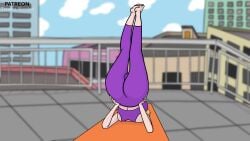 2d ass balcony beth_smith big_ass blonde_female blonde_hair clothed clothed_female female_only legs_up milf outdoor outside rick_and_morty solo toonius_sketchus upside-down yoga yoga_mat yoga_pants yoga_pose