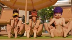 27bits 3d beach_rescue_mercy breasts feet foot_fetish foot_focus foot_play juno_(overwatch) kiriko_(overwatch) lifeguard_kiriko mercy nude nude_female overwatch overwatch_2 soles toes topless