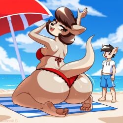 ai_generated anthro ass_focus ass_worship beach beach_sex big_butt bikini civitai dominant_female fat_ass femdom furry gigantic_ass huge_ass huge_butt incest jill_(alfa995) joey_(alfa995) larger_female malesub mature_female milf mother/son mother_and_son older_female panties presenting_ass presenting_hindquarters red_panties showing_off_ass smaller_male twerk twerking wide_hips younger_male