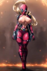 1girls akira_toriyama_(style) alternate_version_available areolae artist_name belt big_breasts blake_lively blonde_hair bodysuit boots breasts breasts_out clothing collarbone curvy deadpool_&_wolverine_(2024) dindakai female female_focus female_only fire full_body gloves gun high_heel_boots high_heels highres hips holstered_weapon huge_breasts human lady_deadpool large_breasts looking_at_viewer marvel marvel_comics mask navel nipples no_bra pinup ponytail shiny_skin signature solo solo_female sword thick_thighs thigh_strap thighs tied_hair unzipped unzipped_bodysuit uzi very_long_hair voluptuous wanda_wilson weapon wide_hips