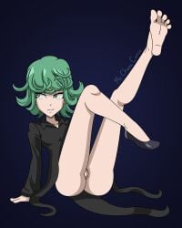 1girls feet feet_up female female_only green_eyes green_hair mr._chase_comix one-punch_man pussy soles solo tatsumaki