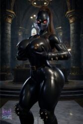 1girls 2026 3d 3d_(artwork) 3d_render ai_assisted ai_generated assassin athletic athletic_female belt big_ass big_breasts big_butt big_thighs bodysuit boots breasts brown_hair busty callidus_assassin cathedral curvaceous curvy female fetish fit glossy_body glowing_eyes gothic helmet high_quality high_resolution highres hips holding_breast hourglass_figure huge_breasts human humanoid imperium_of_man indoors interior large_ass latex latex_clothing leather lewdstein long_hair looking_at_viewer mask mature_female muscular_female officio_assassinorum parody ponytail pose red_eyes shiny_clothes skull slim_waist solo spiked_bracelet squeezing_breast straps strong_female thicc thick_legs thick_thighs toned toned_female touching_breast voluptuous warhammer_(franchise) warhammer_40k wide_hips