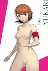 accurate_art_style armband armband_only armwear atlus breasts brown_eyes brown_hair casual choker completely_nude earrings edit edited edited_official_artwork english_text female hairless_pussy human medium_breasts megami_tensei neckwear nipples nude nude_filter pale_skin persona persona_3 persona_3_reload portrait pussy ryusentzumi self_upload shameless short_hair sprite_edit standing teenage_girl teenager text yukari_takeba