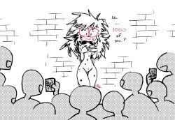 1girls covering crowd embarrassed female jaqqqln nude pubic_hair pussy tagme