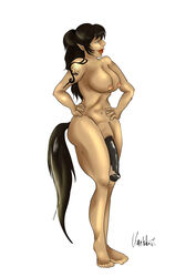 1futa animal_genitalia anthro big_penis breasts dickgirl equine equinian furry futanari horsecock intersex kaeaskavi mammal nude penis plain_background solo tattoo white_background