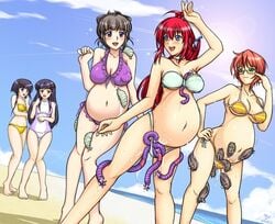 5girls beach bikini birth blue_eyes brown_hair clothing creature_inside female frilled_bikini frilled_bikini_bottom frilled_bikini_top frilled_panties frilly_panties glasses green_eyes group happy infestation injuotoko interspecies interspecies_pregnancy inyouchuu kayama_sui legs_together living_clothes long_hair maggot maggots monster monster_birth multiple_girls multiple_pregnancies open_mouth parasite penetration pregnant ready_to_pop seductive shiratori_mikoto shiratori_takeru short_hair size_difference slug slugs smile snails spread_legs summer swimsuit tentacle tentacle_pregnancy tentacle_under_clothes tentacles tsukishiro_kikuka tsukishiro_ouka worm worms zoophilia