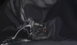 animal_genitalia anthro anthro_on_feral balls big_dom_small_sub bodily_fluids breath canid canine corvidtree dominant dragon duo excessive_genital_fluids excessive_precum feral flared_penis genital_fluids genitals hi_res hilt leaking_precum long_tongue male male/male mammal musk musky_penis mythological_creature mythological_scalie mythology penis precum precum_squirt presenting presenting_penis scalie sex sheath sitting_on_another size_difference tongue tongue_out wings zoophilia