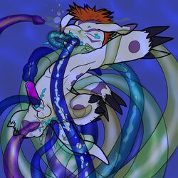 anal anal_sex balls bondage bound digimon forced gaomon gomamon liam male male_anal male_only peeing peeing_in_water penetration penis rape sex tentacle tentacle_on_male urination urine watersports