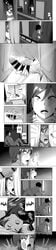 1boy 1girls absurdres against_glass bed blush brother_and_sister caught erection female highres incest incestuous_desire jerking long_image male masturbation monochrome nakani open_mouth original penis penis_awe short_hair siblings surprised sweat tall_image testicles text underwear window