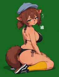 1girl ai_generated ass_focus big_ass big_breasts bikini curvy curvy_body curvy_female female female_focus female_only hispanic hispanic_virtual_youtuber mogambuzz raccoon_girl sexy_body sexy_female sexy_pose tired tired_expression youtube_hispanic youtuber_girl