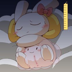 blush closed_eyes cre cute female kemono lagomorph mammal pussy rabbit see-through sleeping