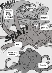 anthro assimilation balls big_balls big_penis cock cock_transformation comic cum dialogue dick engis_(trencalos) furry gay glasses goat goatee goo_creature goo_transformation hair homosexual horn male male/male male_only markings masturbation merging muscles muscular muscular_male penis penis_transformation semen shark slime testicles transformation trencalos vein veiny_penis