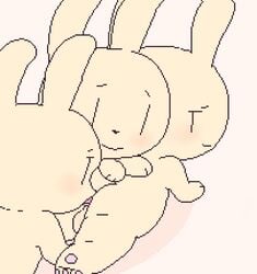 anal animated anus ass backsack balls black_nose blush chubby closed_eyes group group_sex lagomorph male mammal oral penis rabbit rimming sex smile watermelon_(artist)