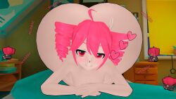 1girls ass blush completely_nude completely_nude_female female female_only full_body huge_ass kasane_teto looking_at_viewer naked naked_female nude nude_female red_hair smile solo solo_female utau zhinlewd