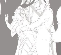 1boy 1girls alexstrasza blizzard_entertainment female horns line_art lunalei male sex vaginal_penetration vaginal_penetration vaginal_sex warcraft world_of_warcraft