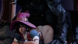 10_seconds 1boy 1girls 3d absurdly_large_cock all_fours animated anthro anthro_on_female anthro_on_human balls big_balls big_penis bottomless brown_hair canid canine canine_penis canis datboinappana doggy_style earrings female hat huge_balls human human_female human_penetrated kiriko_(overwatch) knot larger_male loop looping_animation male nappana no_sound overwatch overwatch_2 penis sex size_difference video werewolf witch witch_hat witch_kiriko wolf