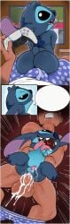 absurd_res alien anal anal_orgasm anal_sex animal_genitalia animal_penis anthro anthro_penetrated anus ass balls bedroom_eyes blue_body blue_fur blue_nose bodily_fluids bottomwear boxers_(clothing) boxers_down bulge clenched_teeth clothing comic controller cum cum_from_ass cum_in_ass cum_inside cum_on_penis cum_string cum_while_penetrated cumshot dialogue digital_media_(artwork) disney dualshock dualshock_4 ejaculation electronics english_text erection experiment_(lilo_and_stitch) feet first_person_view from_behind_position fur game_controller gaming genital_fluids genitals half-closed_eyes hands-free hi_res holding_controller holding_game_controller holding_object holding_partner human human_on_anthro human_penetrating human_penetrating_anthro interspecies larger_human lilo_and_stitch looking_back looking_pleasured male male/male male_penetrated male_penetrating male_penetrating_male mammal narrowed_eyes nude open_mouth orgasm orgasm_face penetration penile penile_penetration penis playing_video_game playstation playstation_4 playstation_5 playstation_controller rear_view saliva saliva_string seductive sex shirt shorts sitting size_difference smaller_anthro smaller_penetrated sony_corporation sony_interactive_entertainment standing standing_sex stitch_(lilo_and_stitch) sweat sweatdrop tail tears tears_of_pleasure teeth television text theoryofstrings tongue tongue_out topwear underwear wireless_controller
